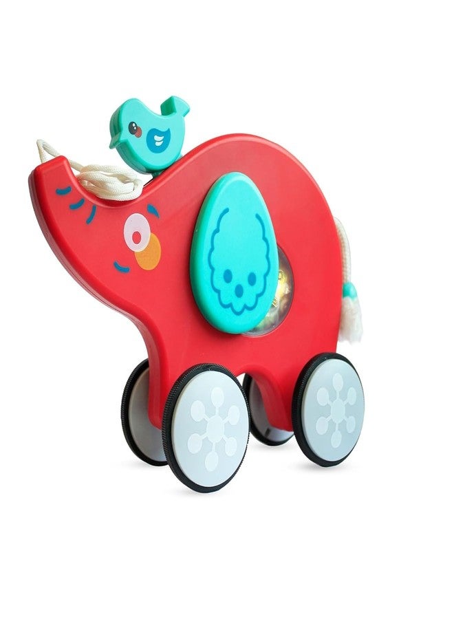 Samip Pull Along Baby Toy: Engaging Wiggle Motion, Music, and Lights for 6-12 Months | Encourages Early Walking Skills | BPA-Free Toddler Gift Set (Multicolor) (Elephant (Red))